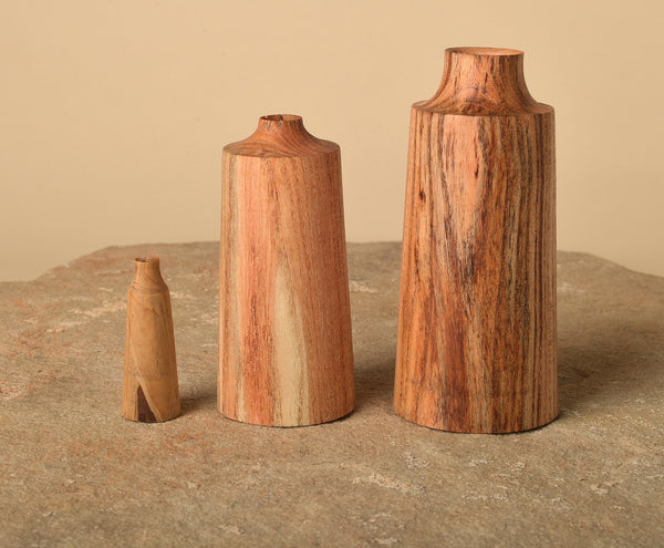 Cypress, Red Oak, Honey Locust, Walnut and Evergreen Pear Vessels