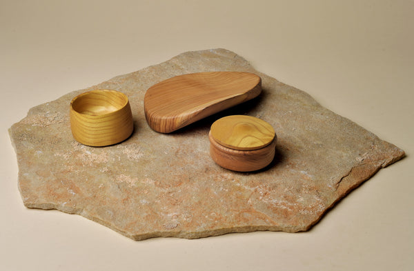 Osage Orange, Oak with Black Locust Lid, and Evergreen Pear: Kitchy Bowls