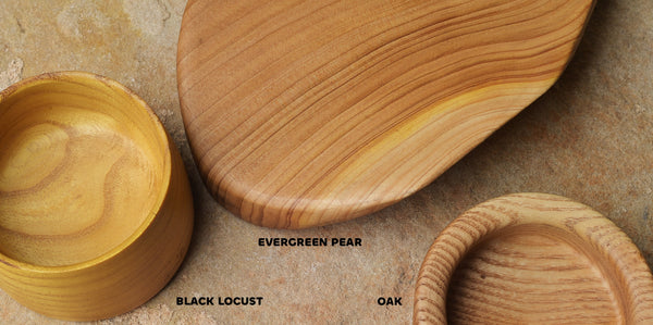 Osage Orange, Oak with Black Locust Lid, and Evergreen Pear: Kitchy Bowls