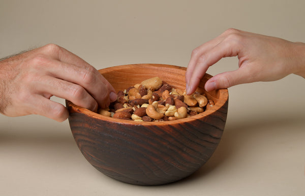 Honey Locust Serving Bowl with Yakisugi Treated Exterior